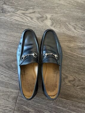 Gucci Men's Black Leather Horsebit Loafers Size 10D Made in Italy
